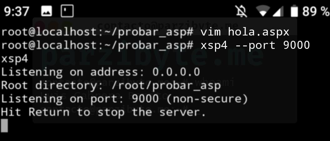3 - Ejecutar servidor de ASP en Android con xsp4 especificando puerto