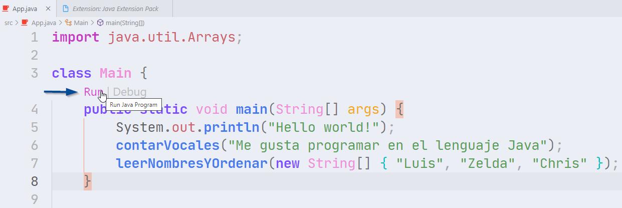 Ejecutar programa de Java en Visual Studio Code