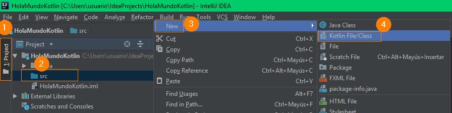 Agregar archivo de Kotlin a proyecto de IntelliJ IDEA