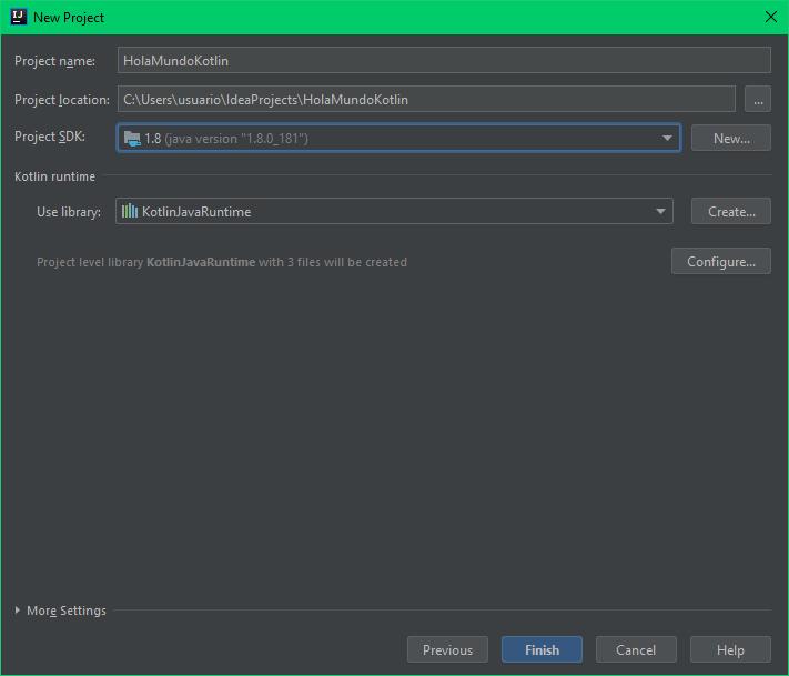 Crear proyecto de Kotlin con IntelliJ IDEA
