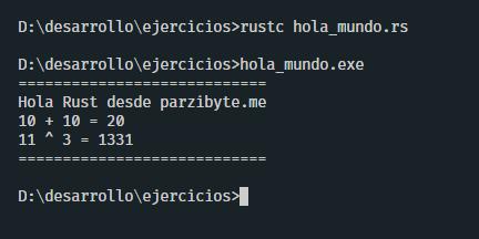 Hola mundo con Rust