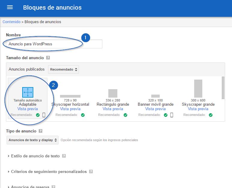Wordpress y AdSense - 3