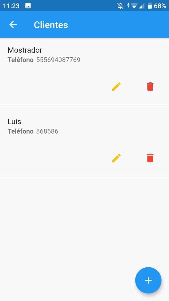 Clientes para asignar ventas en Aplicación móvil
