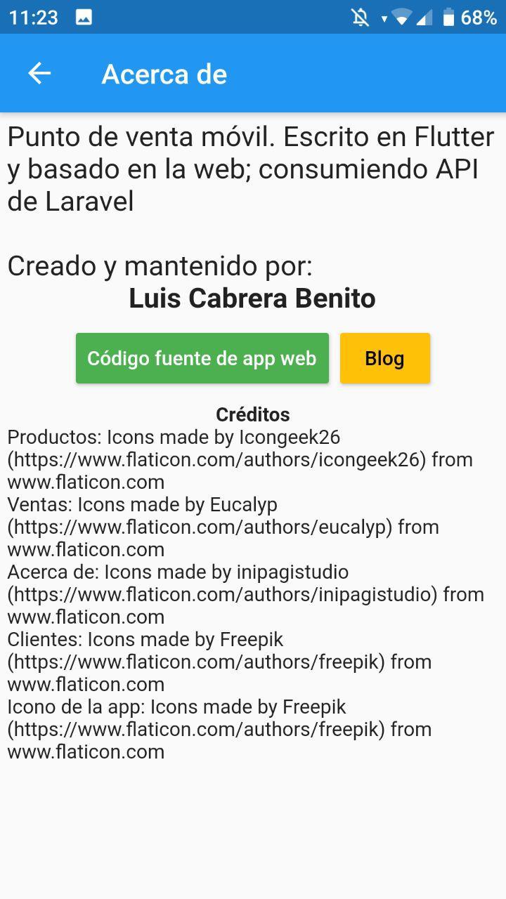 Créditos de sistema de ventas para Android escrito en Flutter