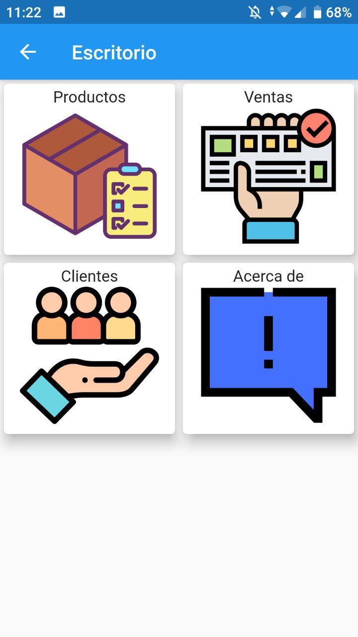 Escritorio de sistema de ventas Android - Mostrar opciones
