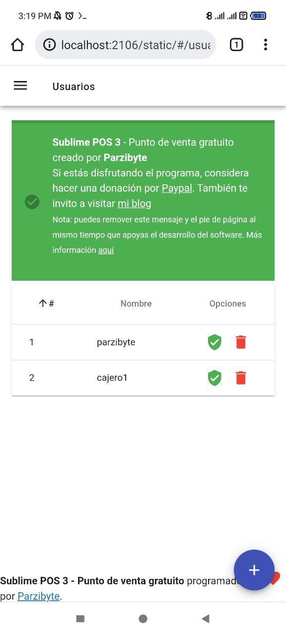 Cajeros, usuarios y permisos en aplicación para control de ventas en Android