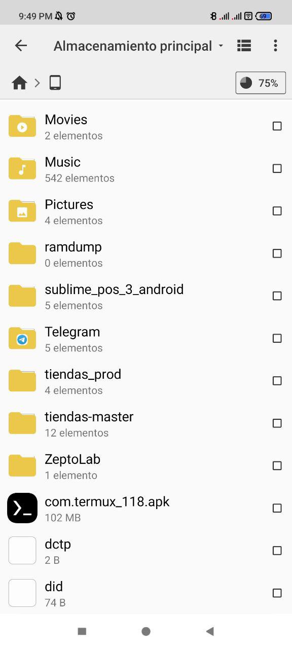 Punto de venta gratis para Android en el almacenamiento interno