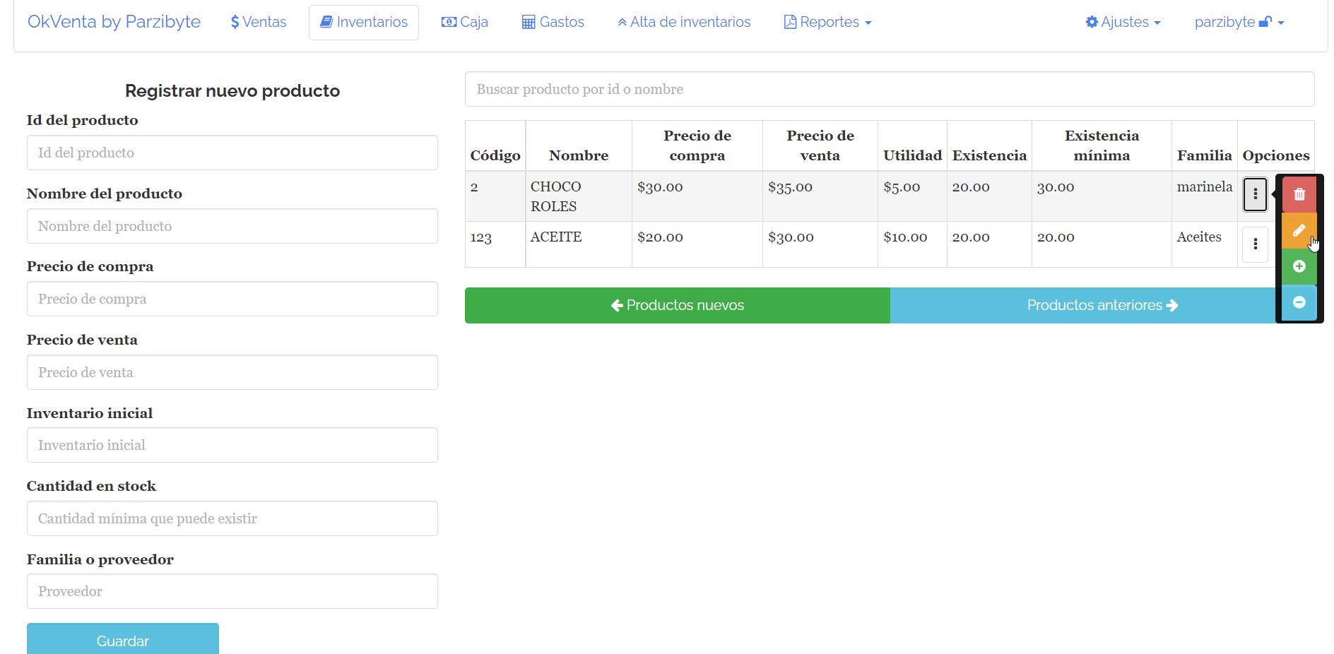 Manejo de inventario en sistema de ventas con PHP, JS, jQuery y Bootstrap open source