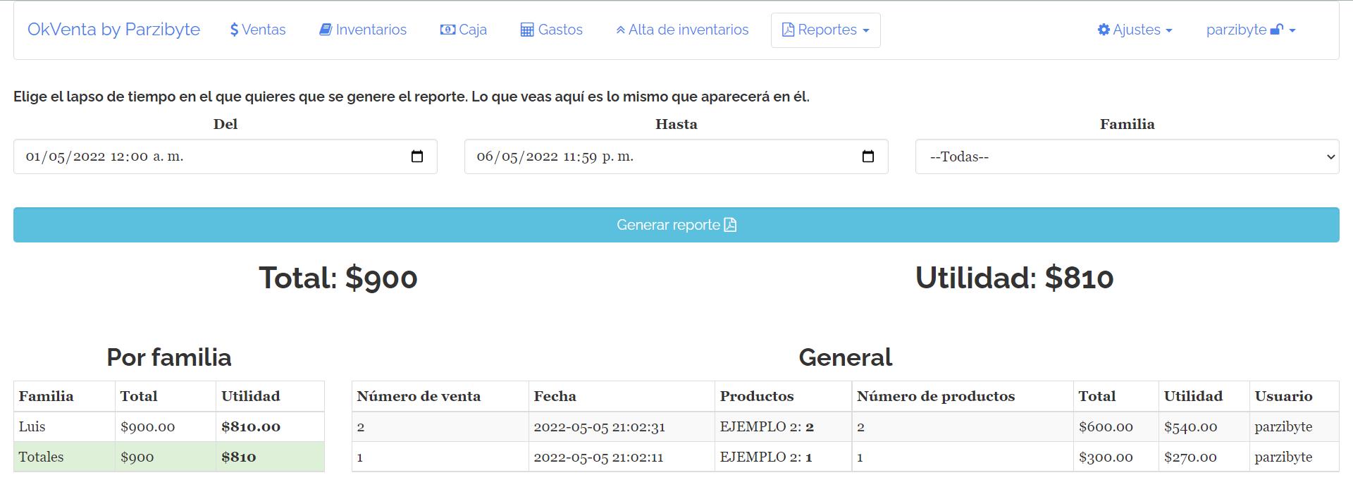 Reporte de ventas en sistema para ventas con PHP y MySQL