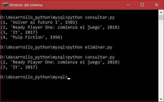 Eliminación de filas, datos o registros de MySQL con Python 3