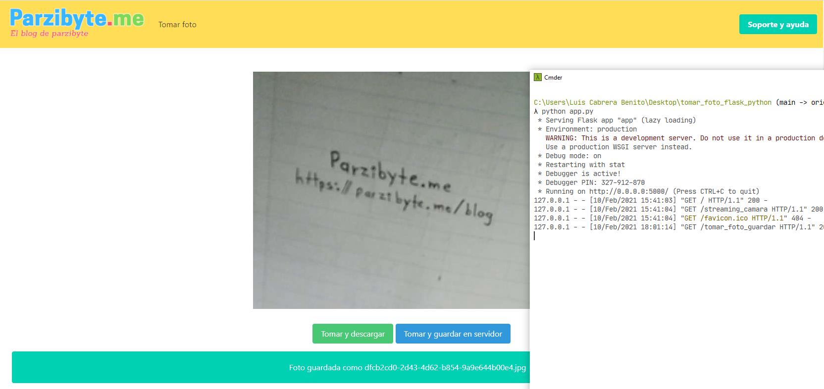 Foto tomada con Python y Flask