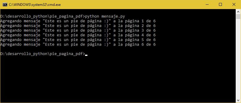 Agregando pie de página a un documento PDF de ejemplo
