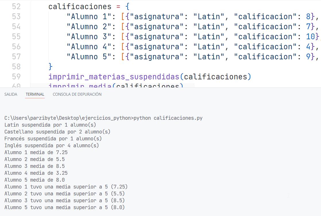 Python - Calcular media, alumnos suspendidos y promedio superior a 5 (ejercicio resuelto)
