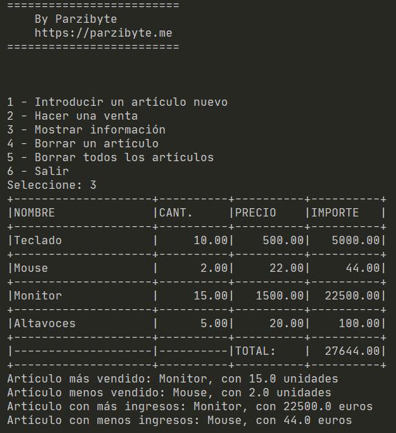 Mostrar información de productos - Tienda en Python