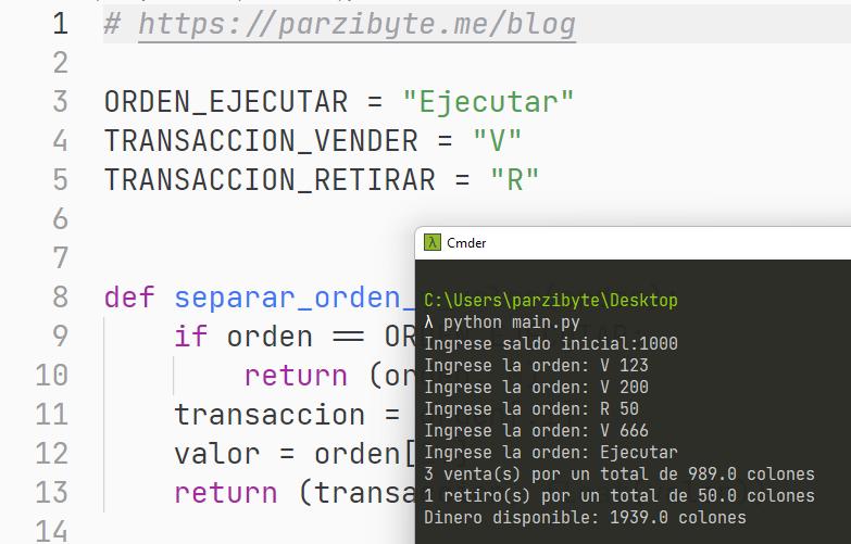 Python - Manejo de ventas y retiros en restaurante - Ejercicio resuelto