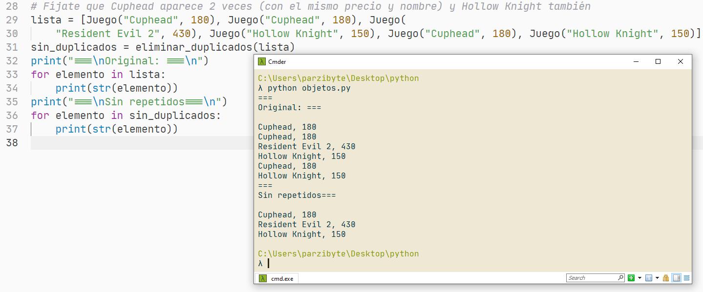 Remover objetos repetidos de lista en Python