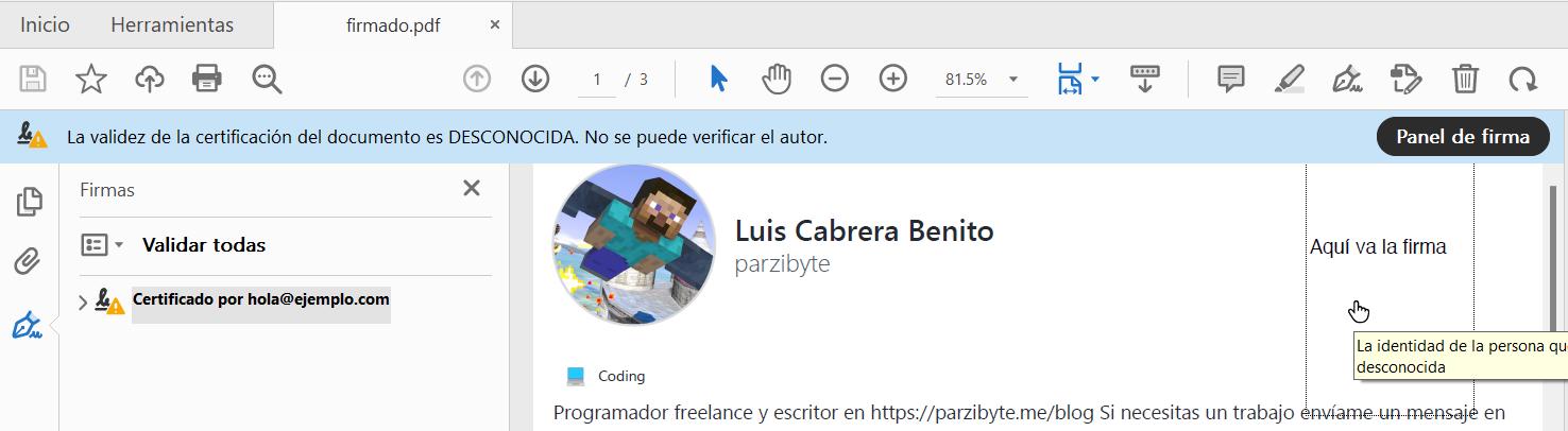 Analizando documento PDF firmado con P12