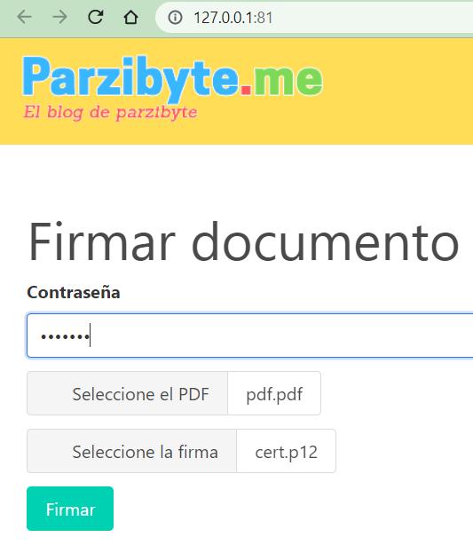 Formulario para firmar PDF con Python - Seleccionar P12, contraseña y archivo
