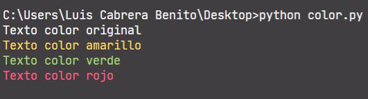 Imprimir texto con color en la terminal usando Python y colorama