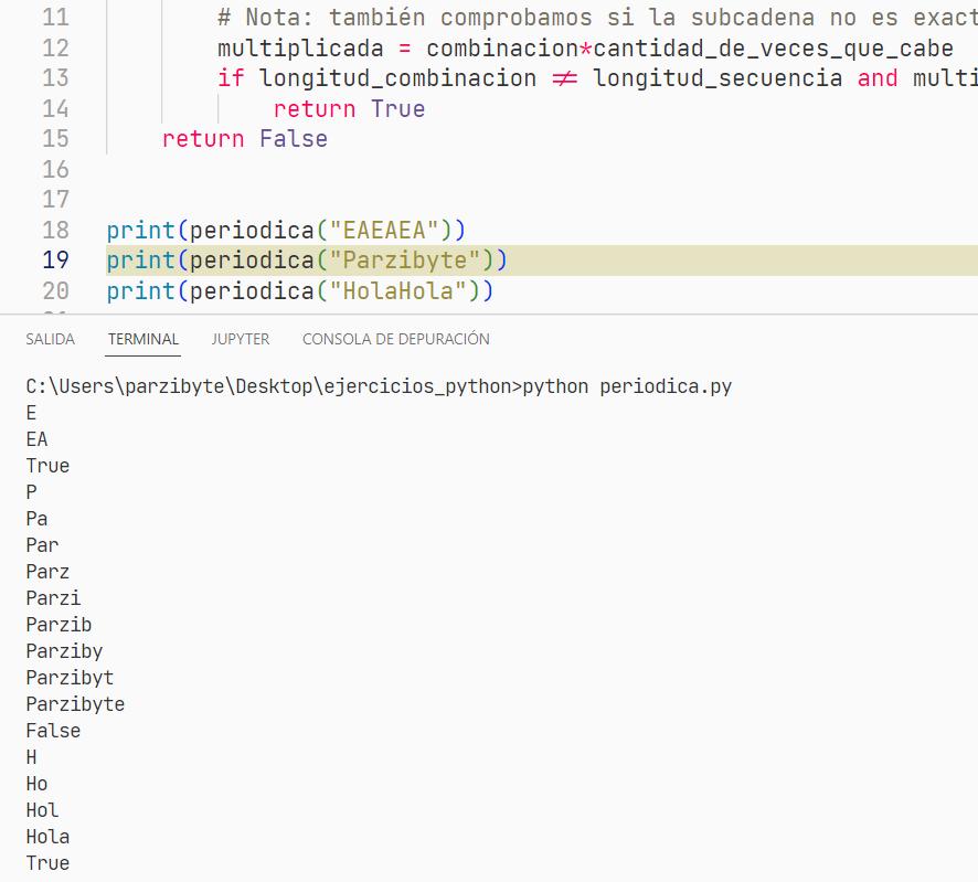 Python - Saber si cadena es periódica