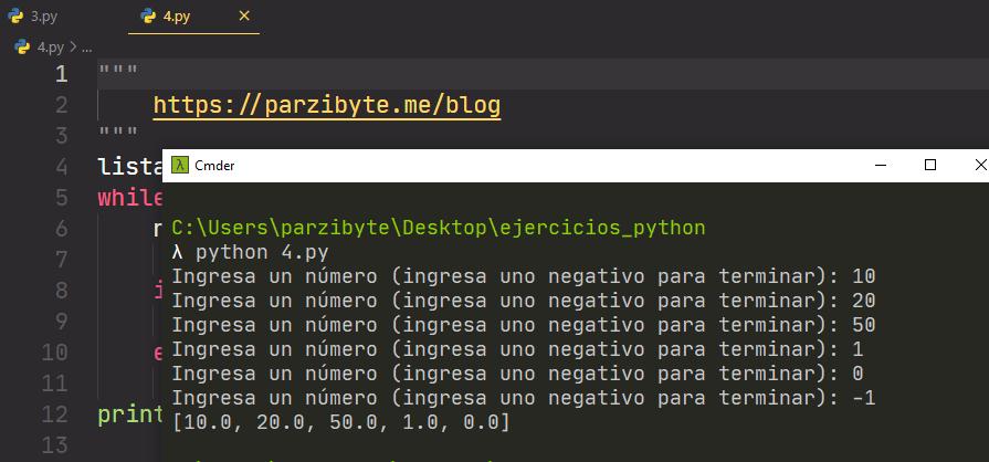 Python - Llenar lista con números hasta que uno sea negativo