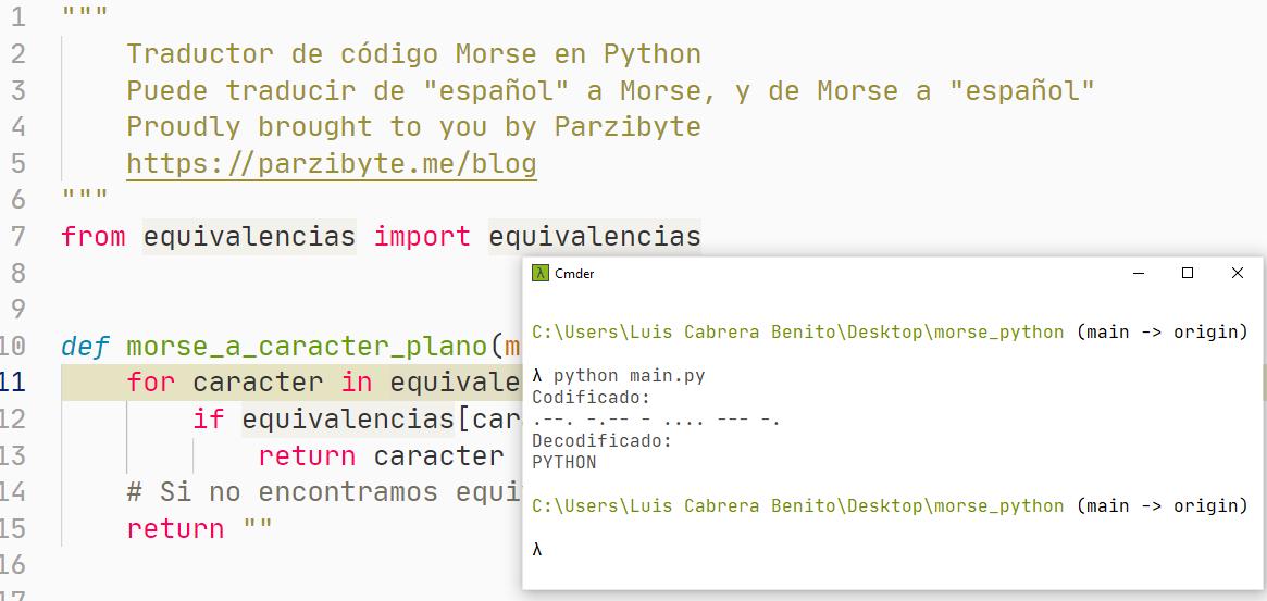 Traductor código Morse a texto en Python