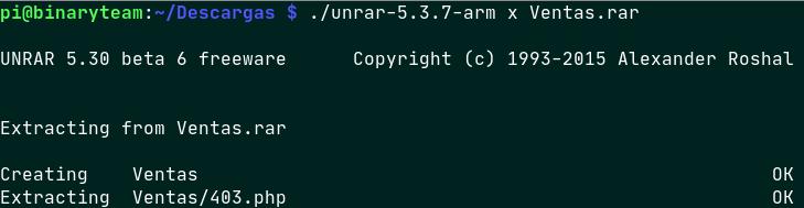 Extrayendo rar en Raspberry (sobre raspbian)