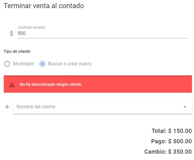 Venta al contado sin cliente