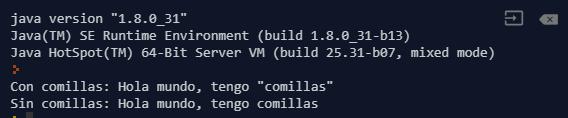 Ejecución del programa para remover comillas de cadena en Java