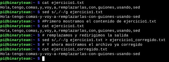 Remplazar texto usando sed y redireccionar salida a otro archivo