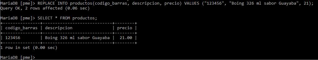 Actualizar datos con replace into en MySQL