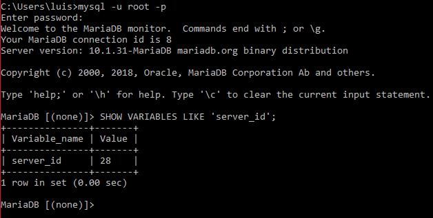 Comprobar server-id