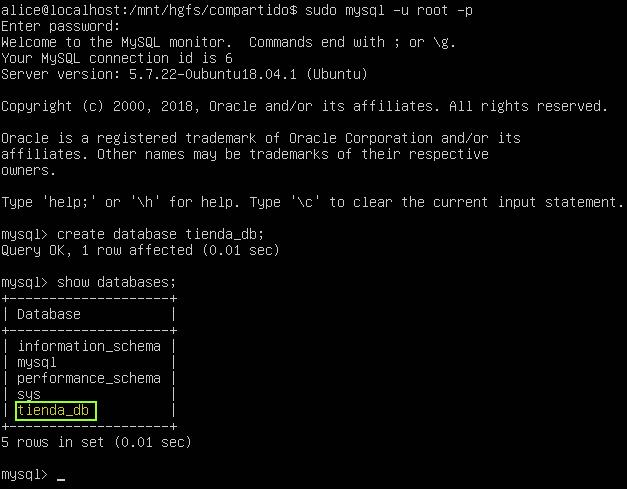 Crear base de datos en esclavo