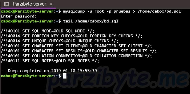 Respaldo de base de datos creado con éxito