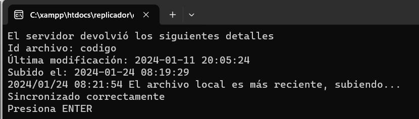 Subiendo archivo más reciente