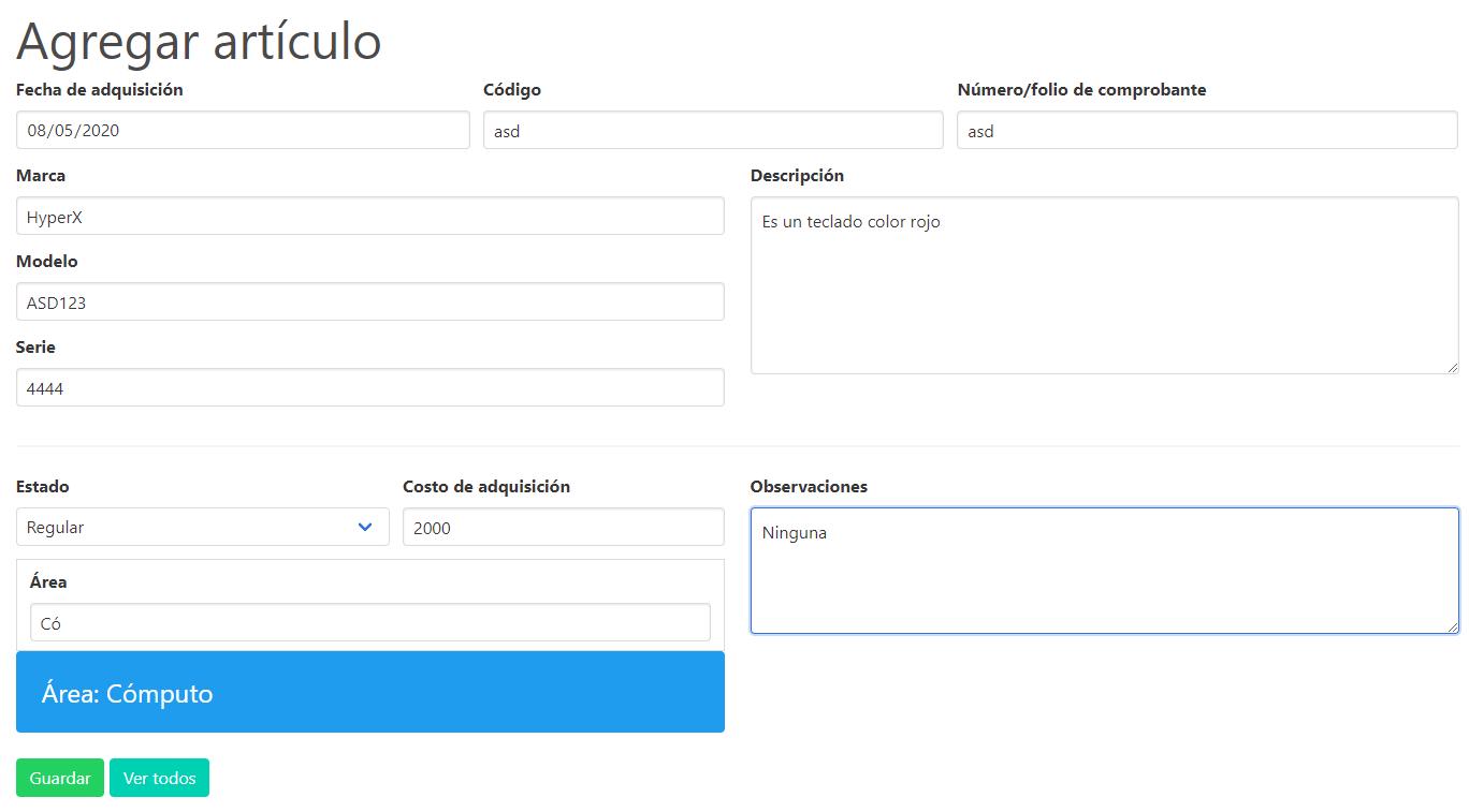 Agregar artículo en sistema de inventarios con Laravel