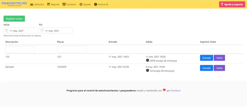 Captura de sistema de estacionamiento