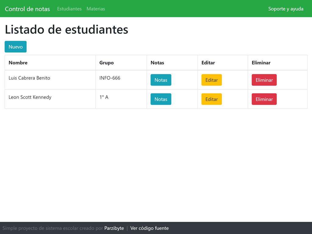 Sistema escolar PHP - Mostrar estudiantes