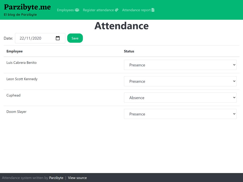 Registrar asistencia de empleados - Sistema gratuito con PHP
