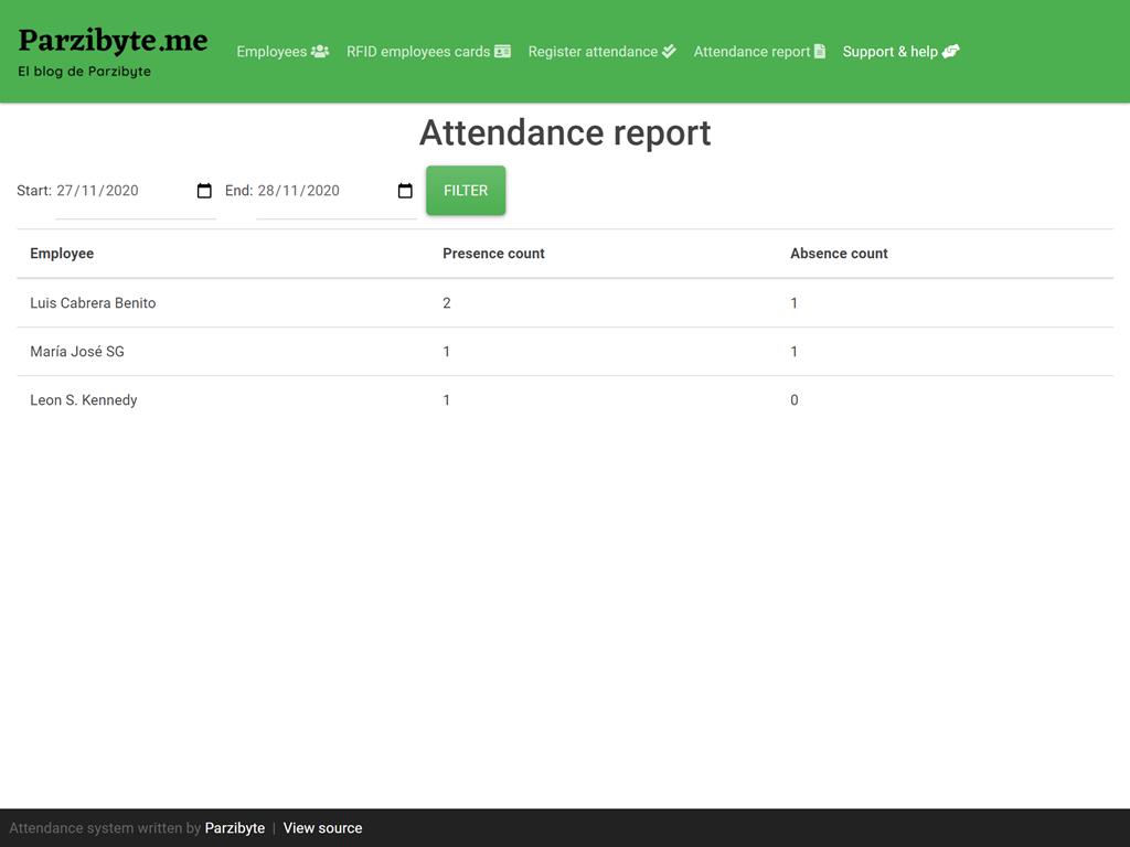 Reporte de asistencia - Sistema con PHP y MySQL