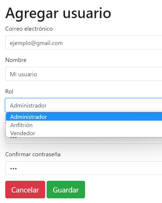 Agregar usuario administrador, anfitrión (vendedor) o recepcionista a sistema para colas de espera