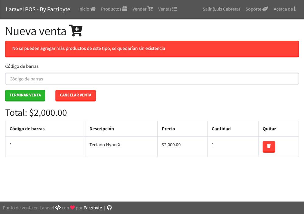Comprobar existencia de productos antes de vender