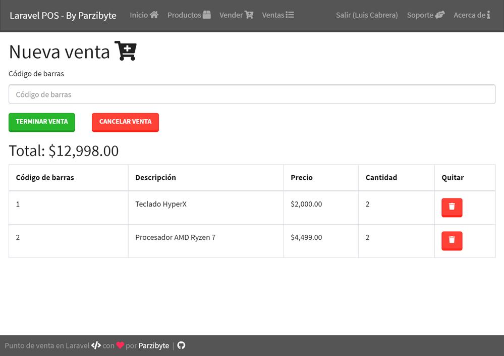 Realizar venta - Agregar productos al carrito por código de barras