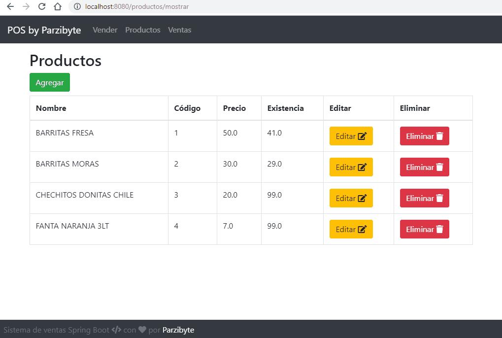 Punto de venta con Spring Boot, MySQL y Bootstrap 4