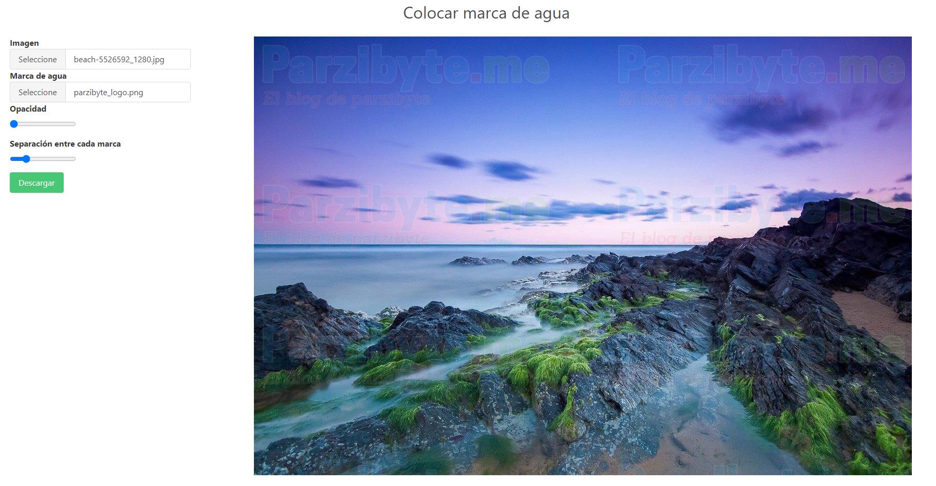 Programa para colocar marca de agua con PHP y JavaScript