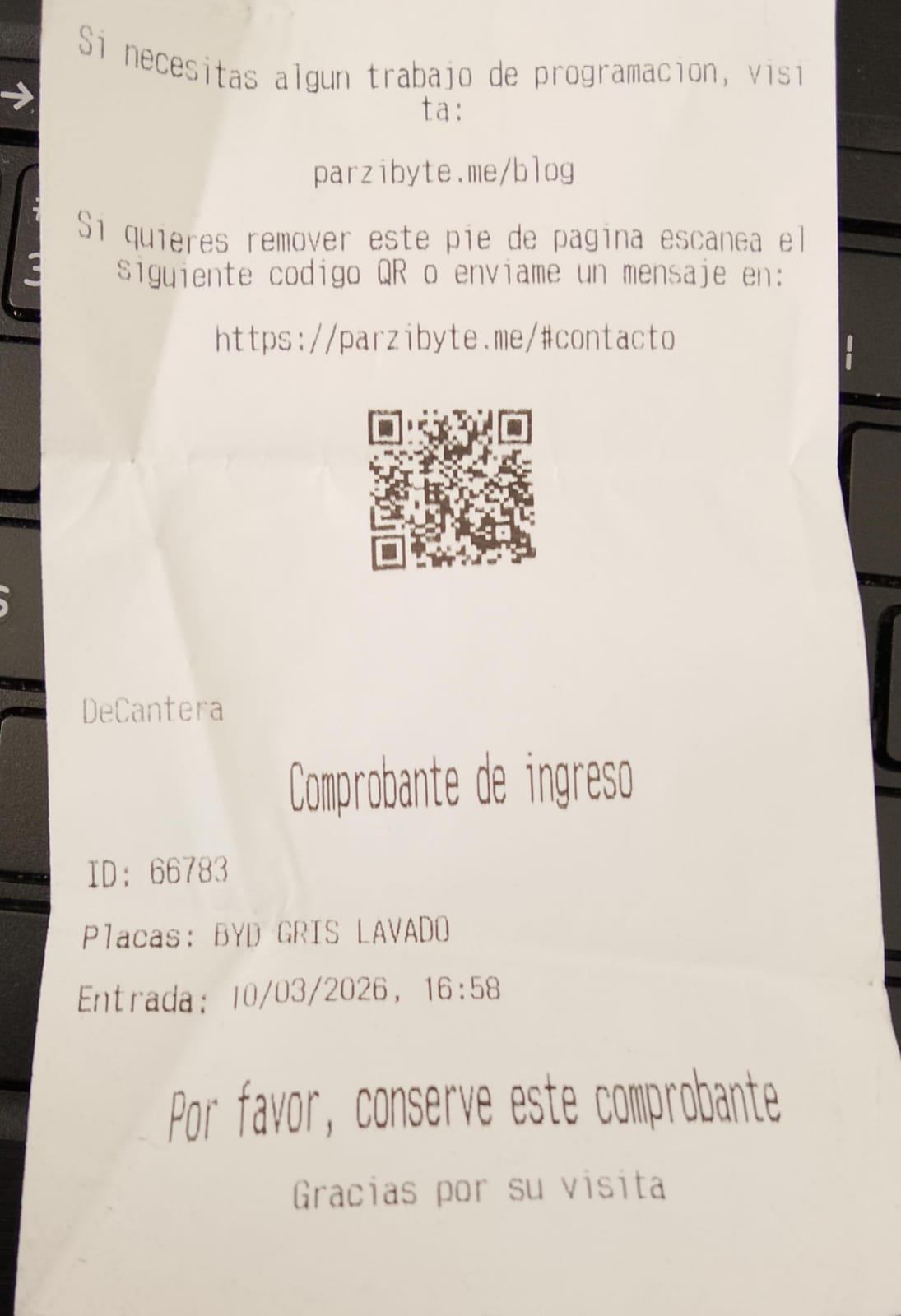 Recibo con créditos de Parzibyte - Ejemplo 1