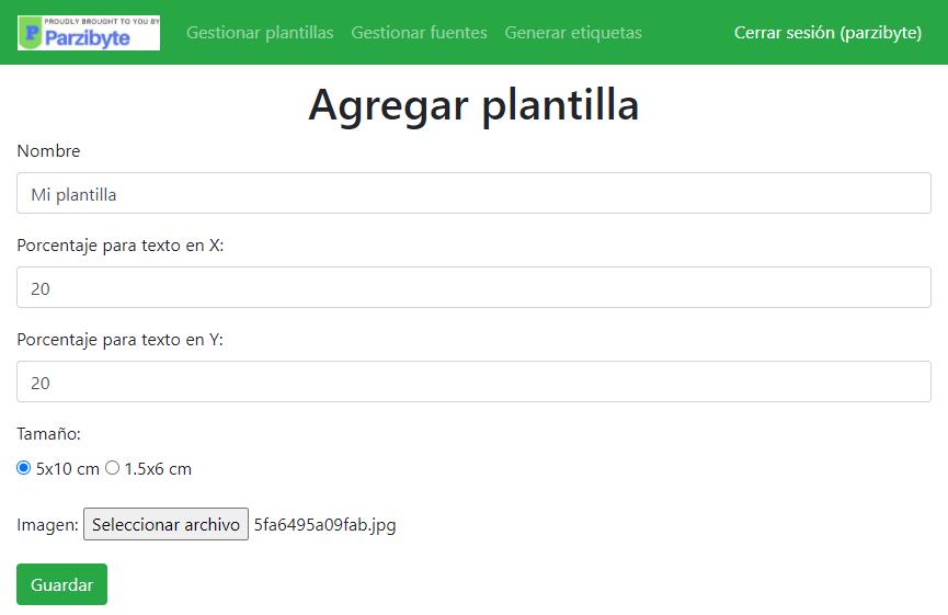 Agregar nueva plantilla