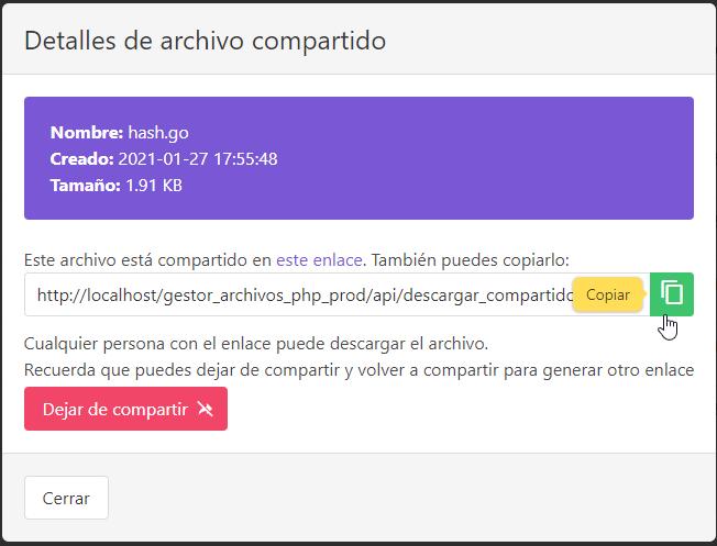 Compartir archivo a través de enlace - Sistema de alojamiento de archivos con PHP