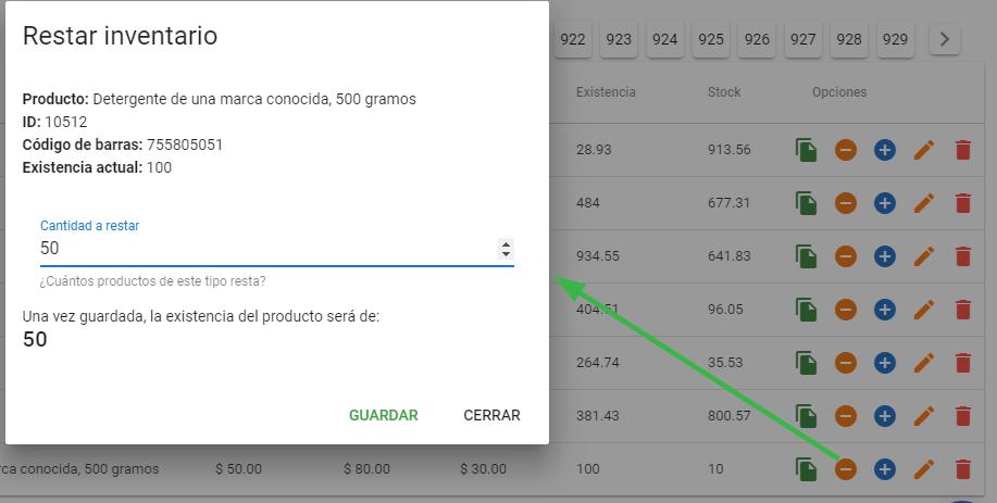 Dar de baja o restar inventario - Software gratuito Sublime POS 3