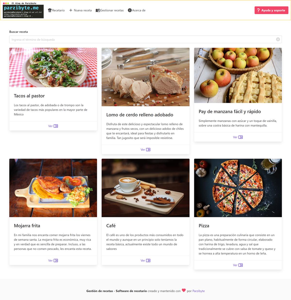Recetario web con PHP y Vue - Open source y gratuito